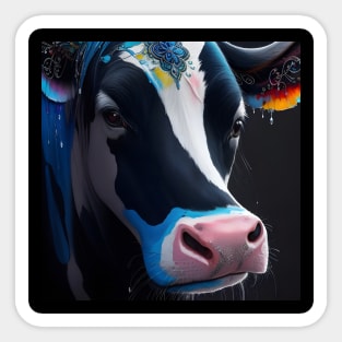 Black Blue And White Cow Sticker